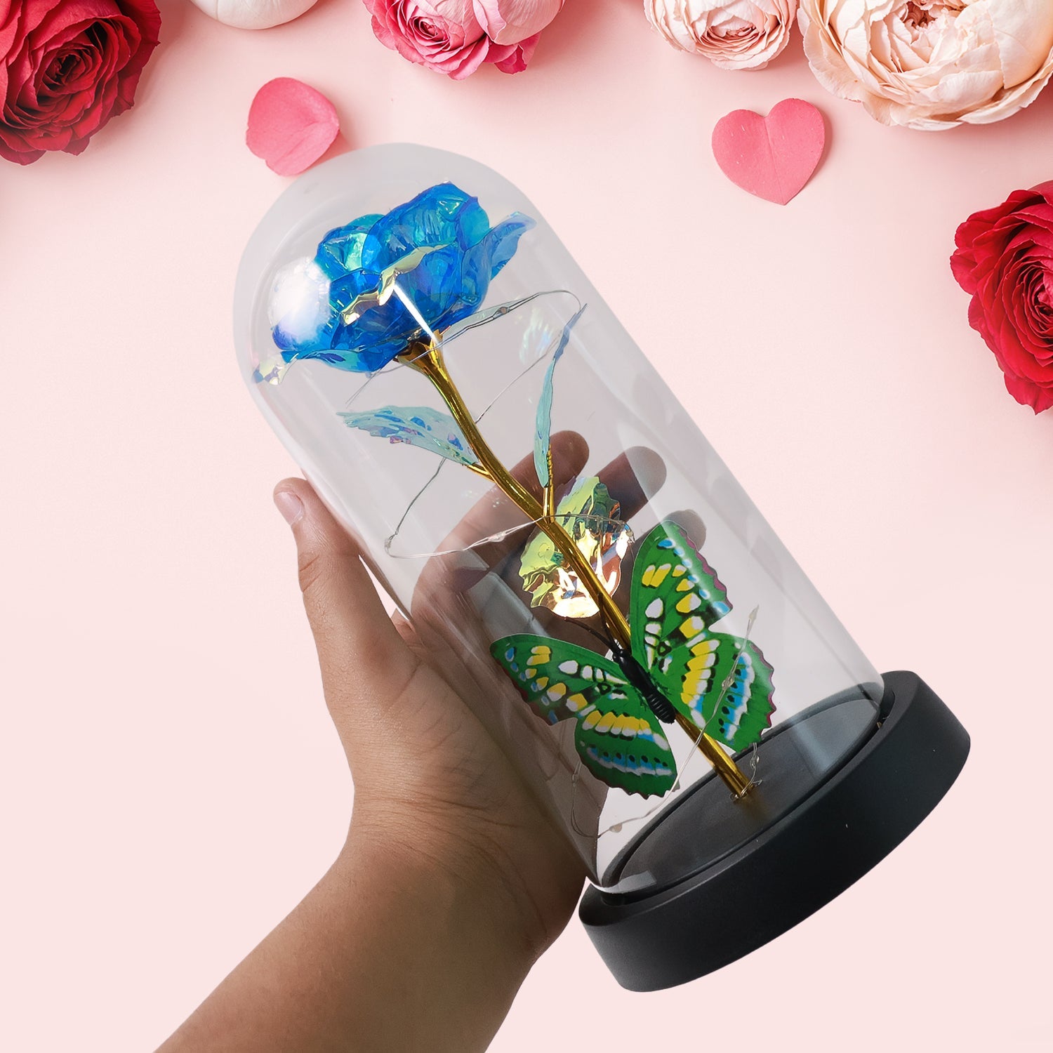 LED-Powered Eternal Rose in plastic Dome (1 Pc / Battery not Included) LED-Powered Eternal Rose in plastic Dome (1 Pc / Battery not Included)